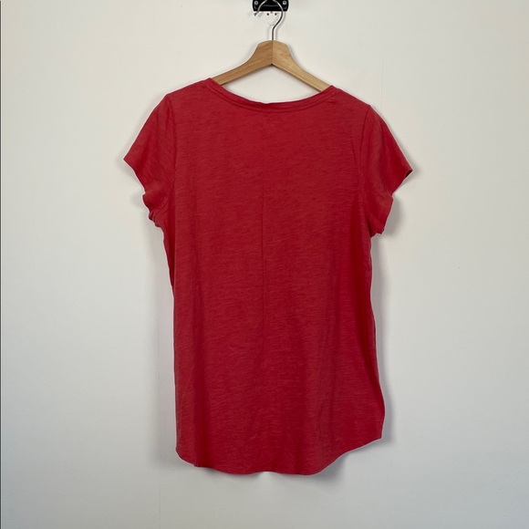 Eileen Fisher Organic Cotton Short Sleeve Women L Red V-Neck Pullover Tunic Top - Picture 4 of 8